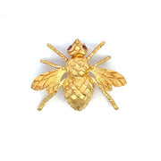 ESTATE Vintage Herbert Rosenthal 18K Yellow Gold Ruby Eyes Bumble Bee Pin Brooch